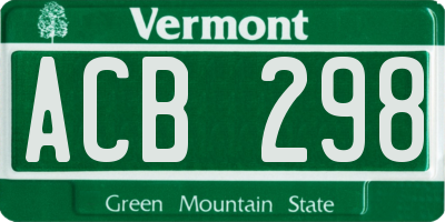 VT license plate ACB298