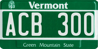 VT license plate ACB300