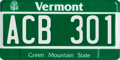 VT license plate ACB301