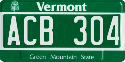 VT license plate ACB304