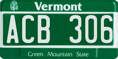 VT license plate ACB306