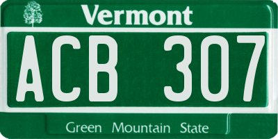 VT license plate ACB307