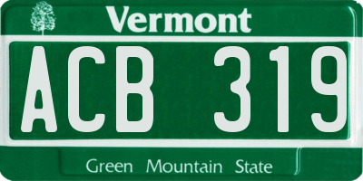 VT license plate ACB319