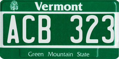 VT license plate ACB323