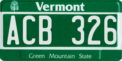 VT license plate ACB326