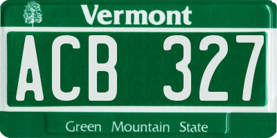 VT license plate ACB327