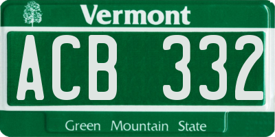 VT license plate ACB332