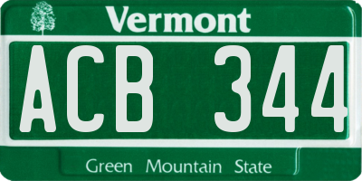 VT license plate ACB344