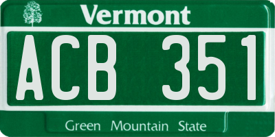 VT license plate ACB351