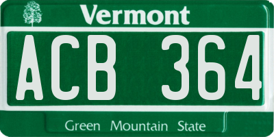 VT license plate ACB364