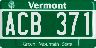VT license plate ACB371