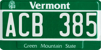 VT license plate ACB385