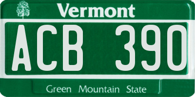 VT license plate ACB390