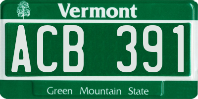 VT license plate ACB391