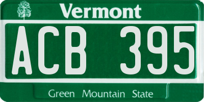 VT license plate ACB395