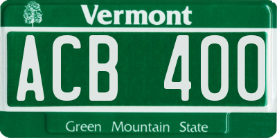 VT license plate ACB400