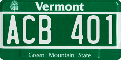 VT license plate ACB401