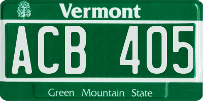 VT license plate ACB405