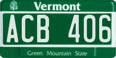 VT license plate ACB406