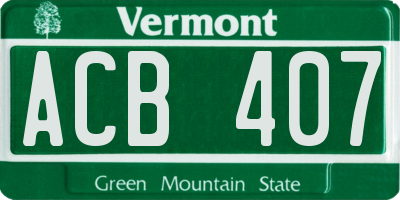 VT license plate ACB407