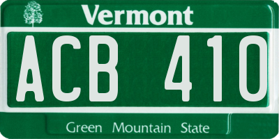 VT license plate ACB410