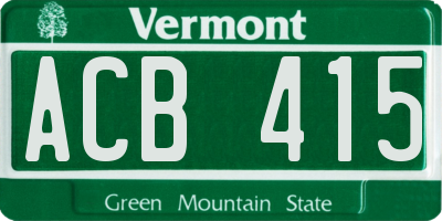 VT license plate ACB415