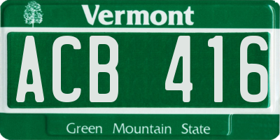 VT license plate ACB416