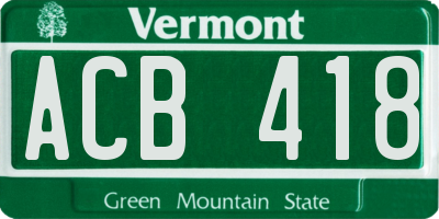 VT license plate ACB418