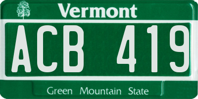 VT license plate ACB419