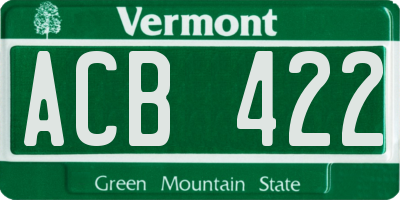VT license plate ACB422