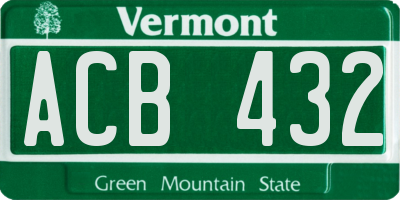 VT license plate ACB432