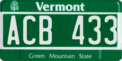 VT license plate ACB433