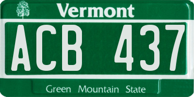 VT license plate ACB437