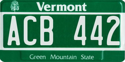 VT license plate ACB442