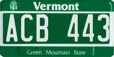 VT license plate ACB443