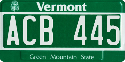 VT license plate ACB445