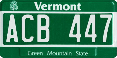 VT license plate ACB447