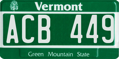 VT license plate ACB449