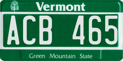 VT license plate ACB465