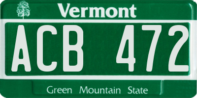 VT license plate ACB472