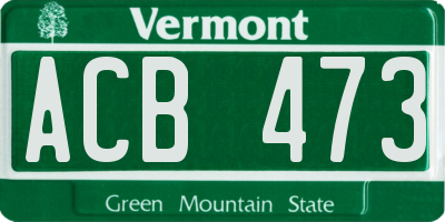 VT license plate ACB473