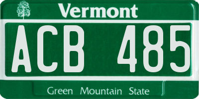 VT license plate ACB485