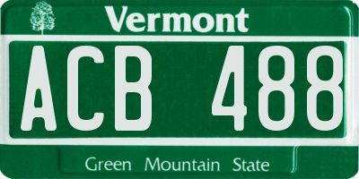 VT license plate ACB488
