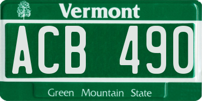 VT license plate ACB490