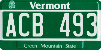 VT license plate ACB493