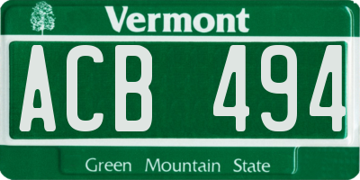 VT license plate ACB494