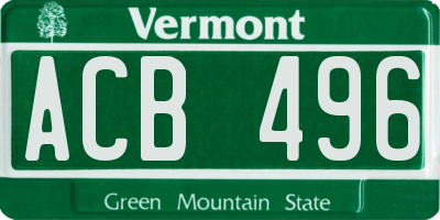 VT license plate ACB496