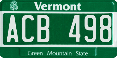 VT license plate ACB498