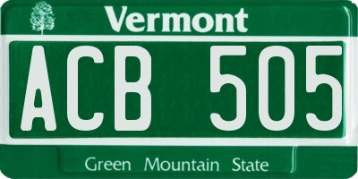 VT license plate ACB505