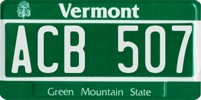 VT license plate ACB507